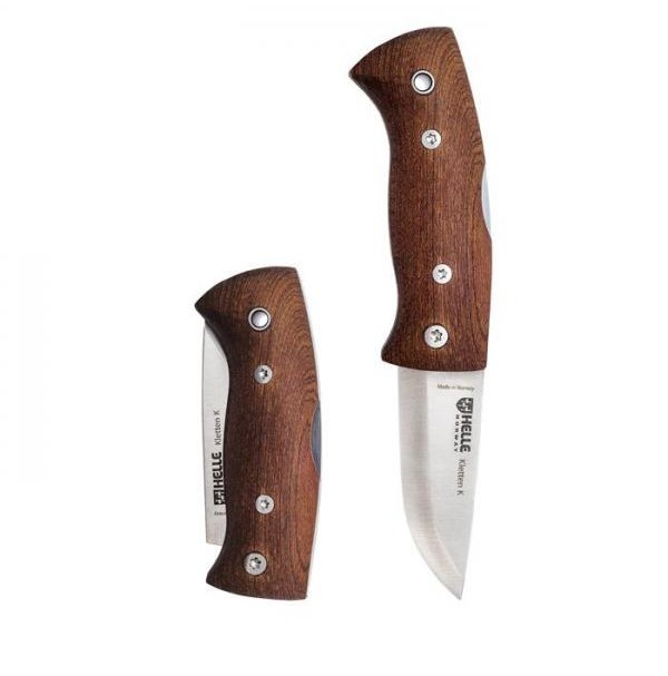 Helle Kletten K Bushcraft Knife - 2.16" Folding Blade, Triple Laminated Stainless Steel, Kebony Wood Handle